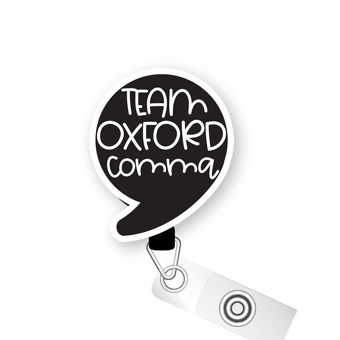 Oxford Comma Enthusiast Pop Topper Swapfinity Retractable ID Badge Reel - - Topperswap