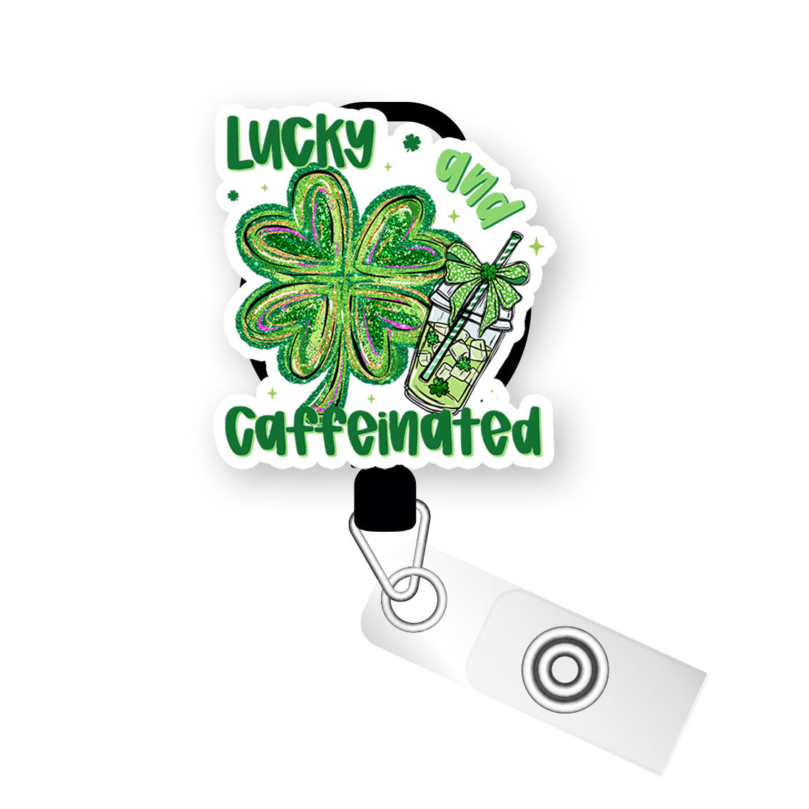 Lucky & Caffeinated Pop Topper Swapfinity Retractable ID Badge Reel - - Topperswap