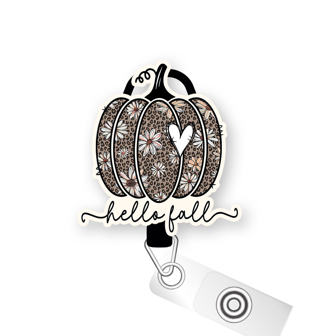 Leopard Pumpkin Pop Topper Swapfinity Retractable ID Badge Reel - - Topperswap