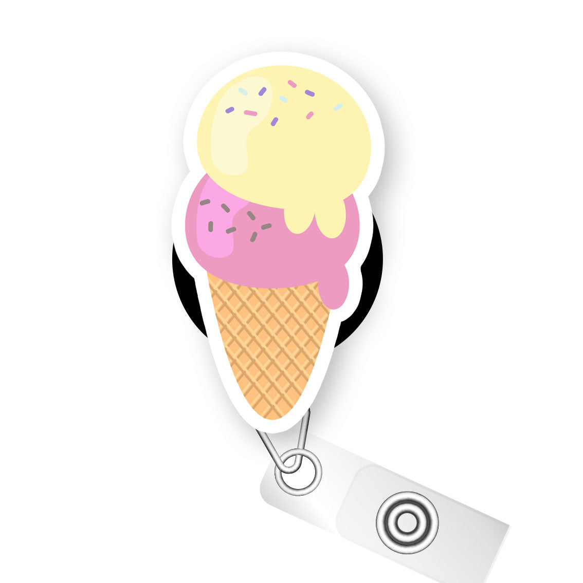 Double Scoop Delight Ice Cream Pop Topper Swapfinity Retractable ID Badge Reel - - Topperswap