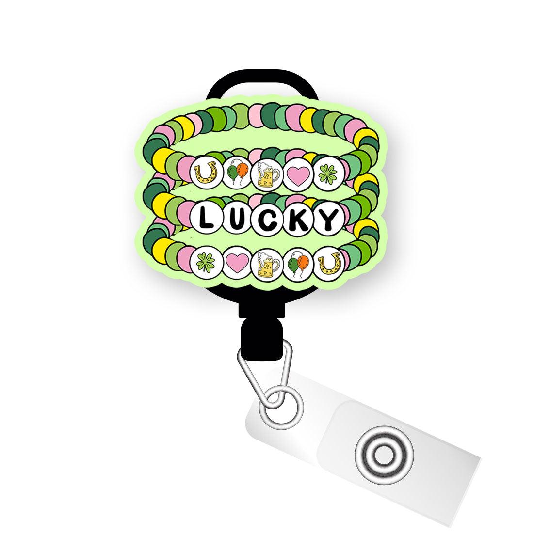 Lucky Bracelet Pop Topper Swapfinity Retractable ID Badge Reel - Slide Clip / Flex - Matte - Topperswap
