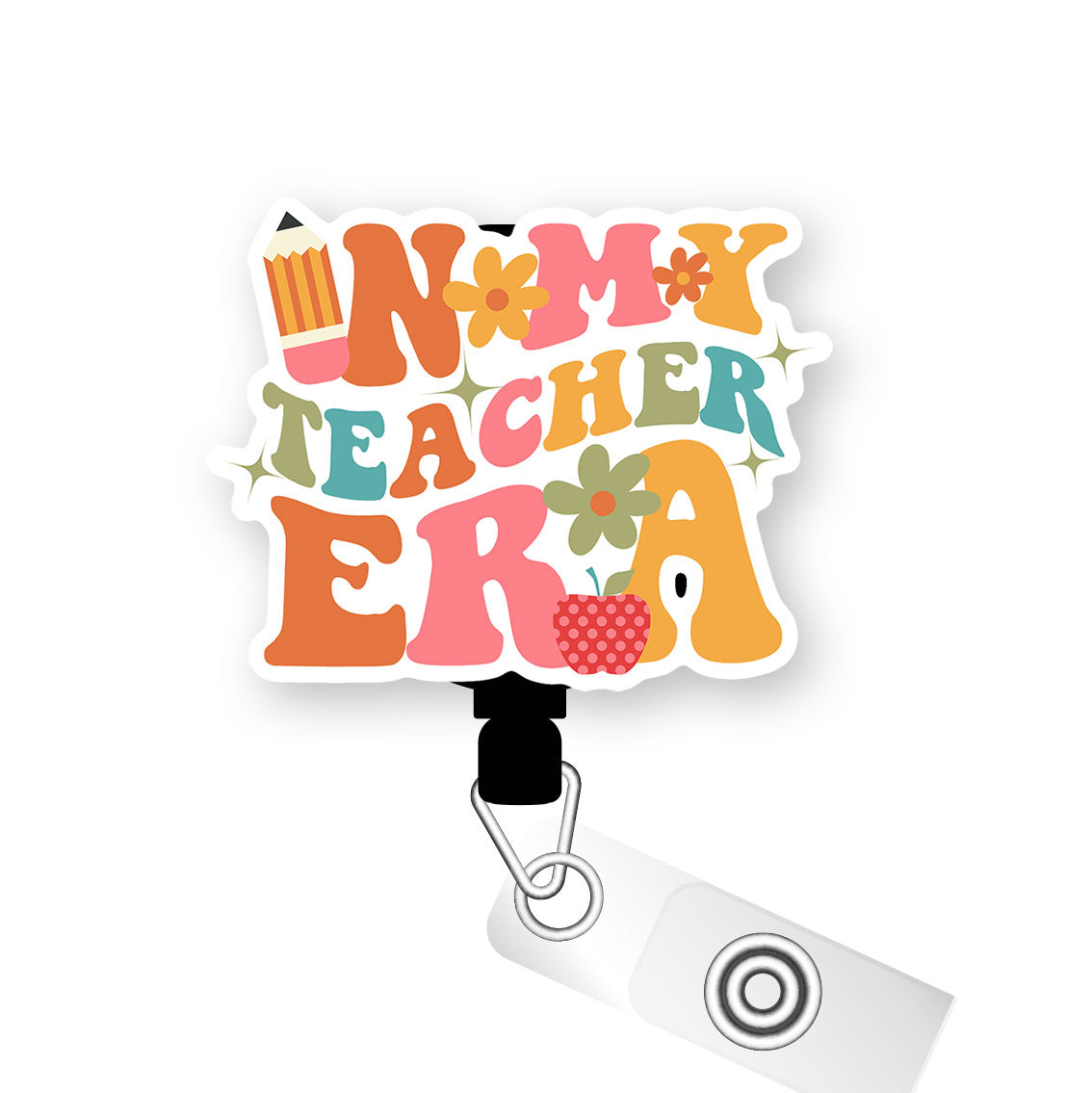 Teacher Era Pop Topper Swapfinity Retractable ID Badge Reel - Slide Clip / Premium Matte - Topperswap