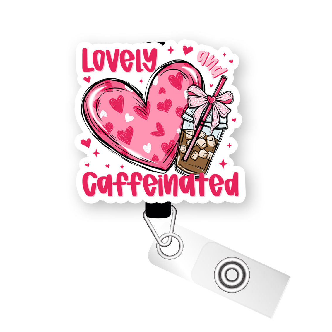 Lovely & Caffeinated Pop Topper Swapfinity Retractable ID Badge Reel - - Topperswap