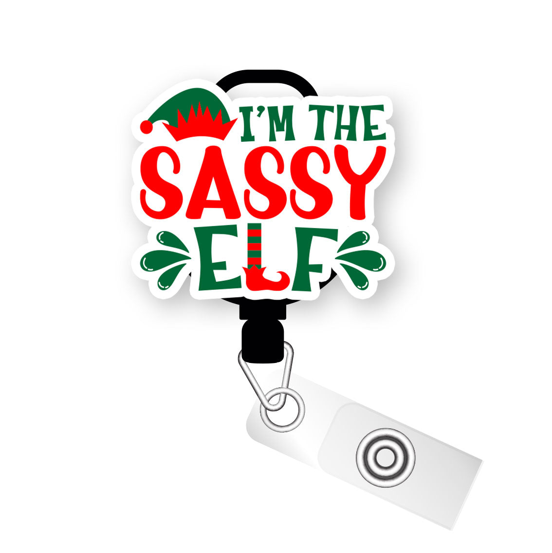 I'm The Sassy Elf Pop Topper Swapfinity Retractable ID Badge Reel - - Topperswap