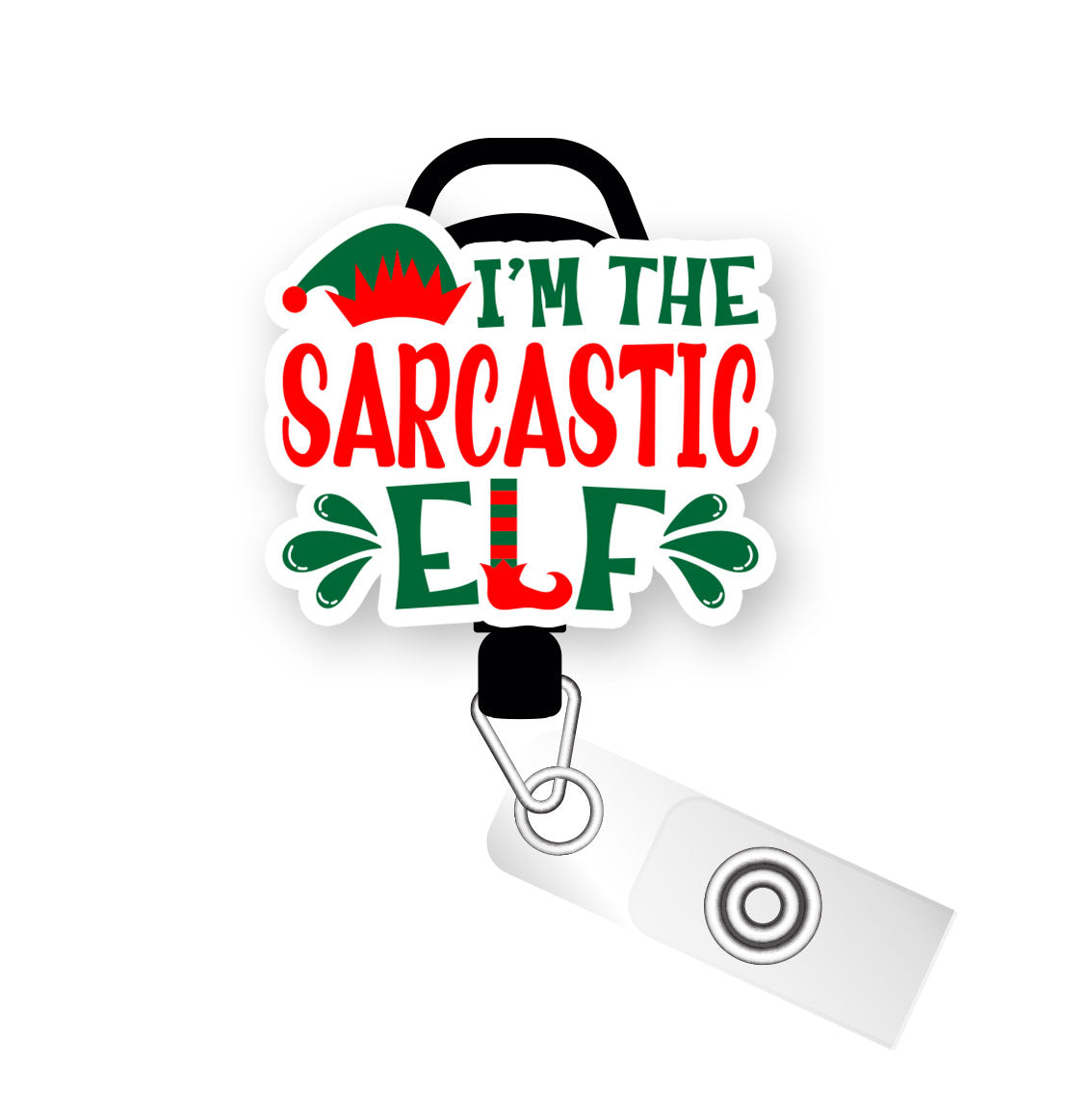 I'm The Sarcastic Elf Pop Topper Swapfinity Retractable ID Badge Reel - - Topperswap