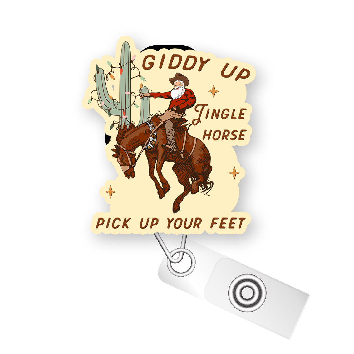 Giddy Up Christmas Cowboy Pop Topper Swapfinity Retractable ID Badge Reel - - Topperswap