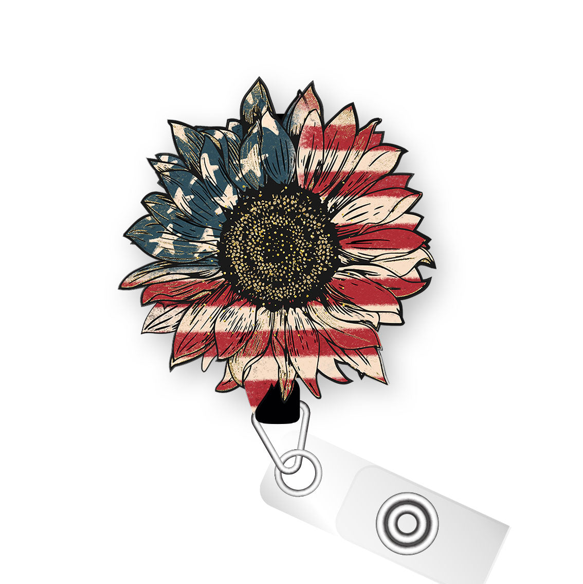 Patriotic Flower Pop Topper Swapfinity Retractable ID Badge Reel - - Topperswap