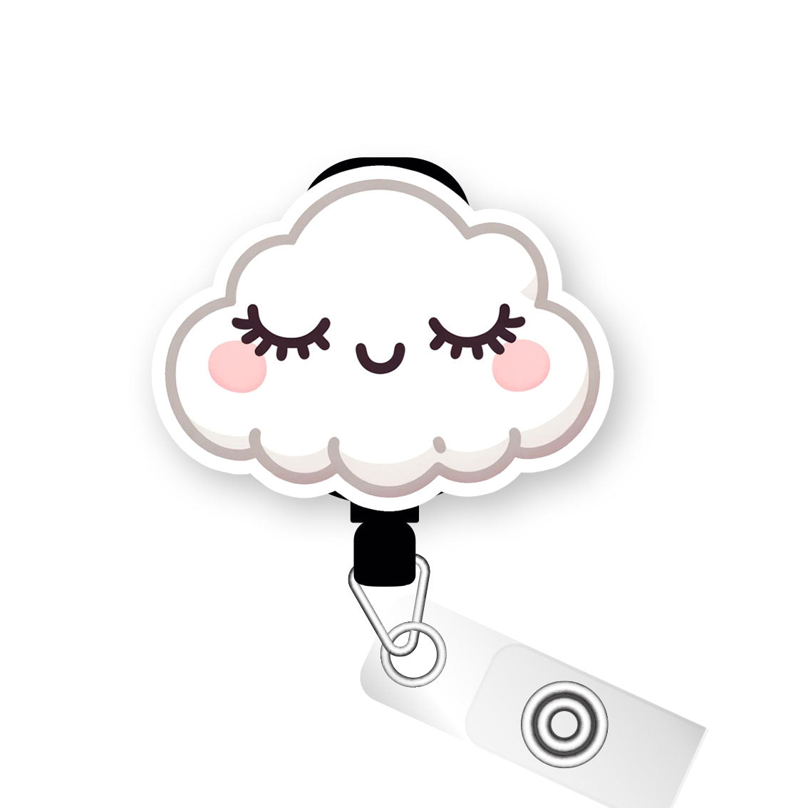 White Cloud Pop Topper Swapfinity Retractable ID Badge Reel - - Topperswap