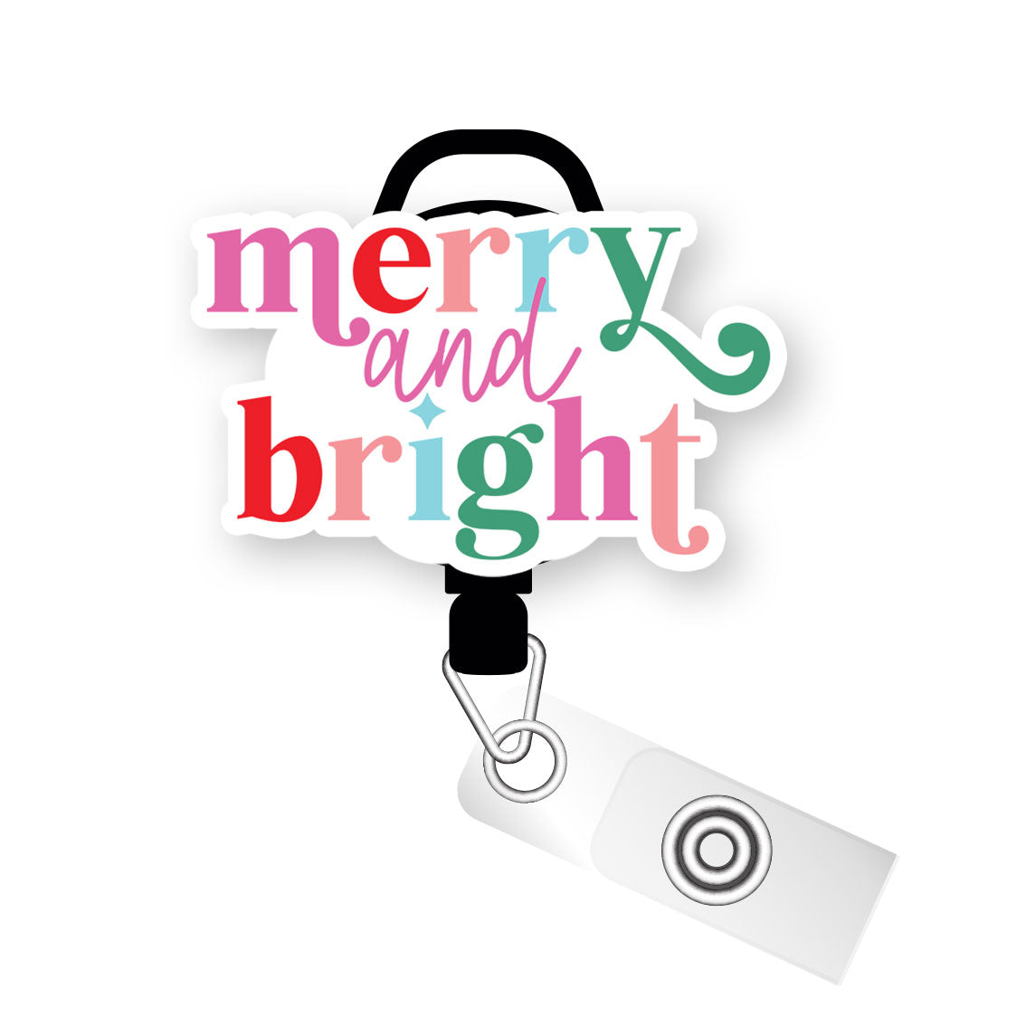 Merry and Bright Rainbow Pop Topper Swapfinity Retractable ID Badge Reel - - Topperswap