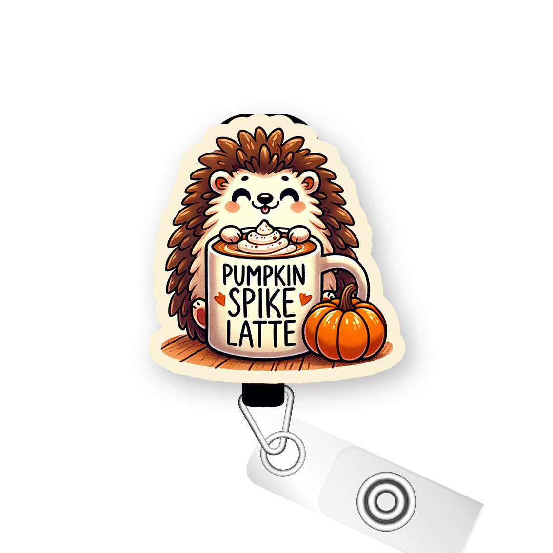 Pumpkin Spike Latte Pop Topper Swapfinity Retractable ID Badge Reel - - Topperswap
