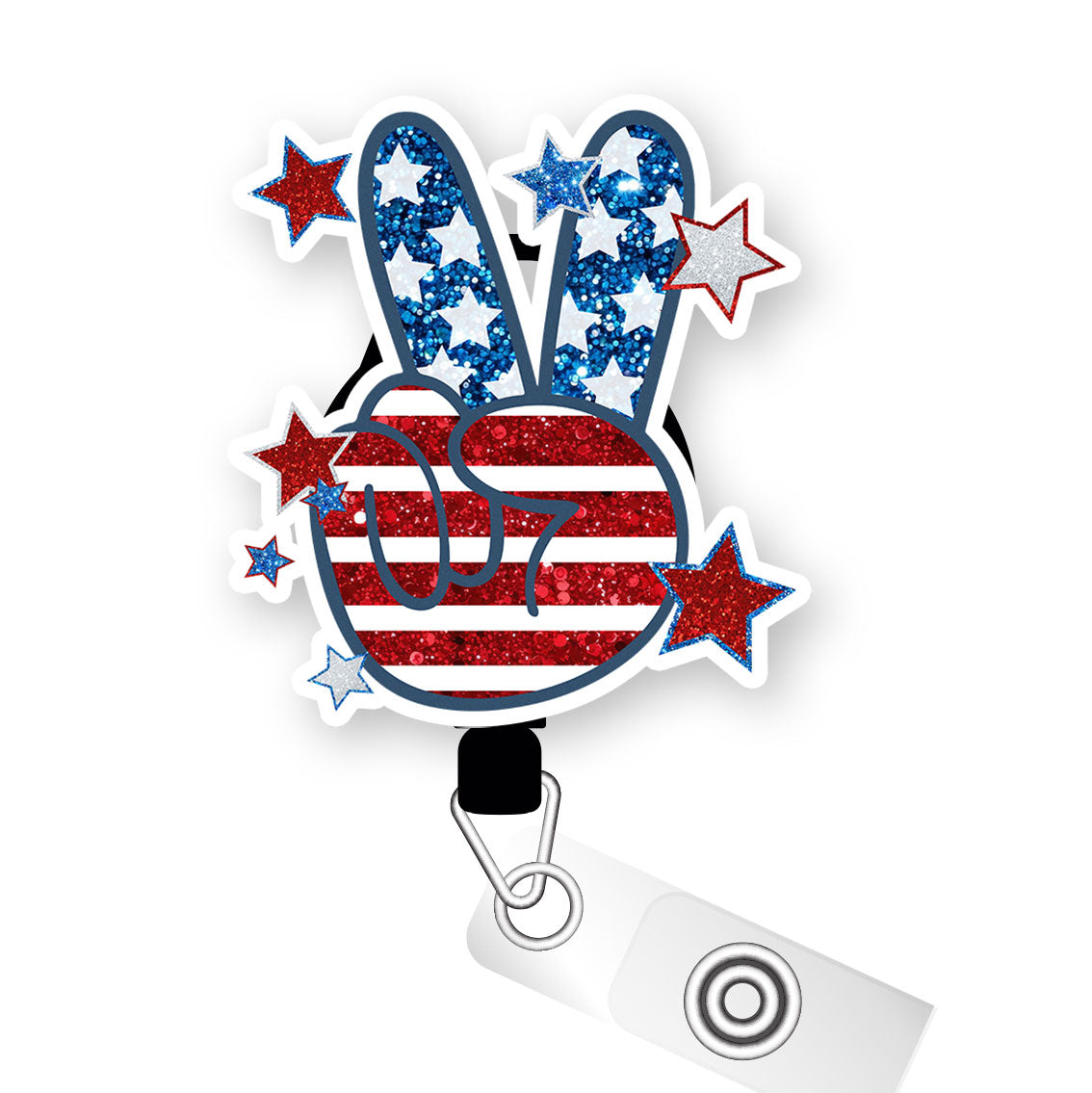 Peace Out, America Pop Topper Swapfinity Retractable ID Badge Reel - - Topperswap