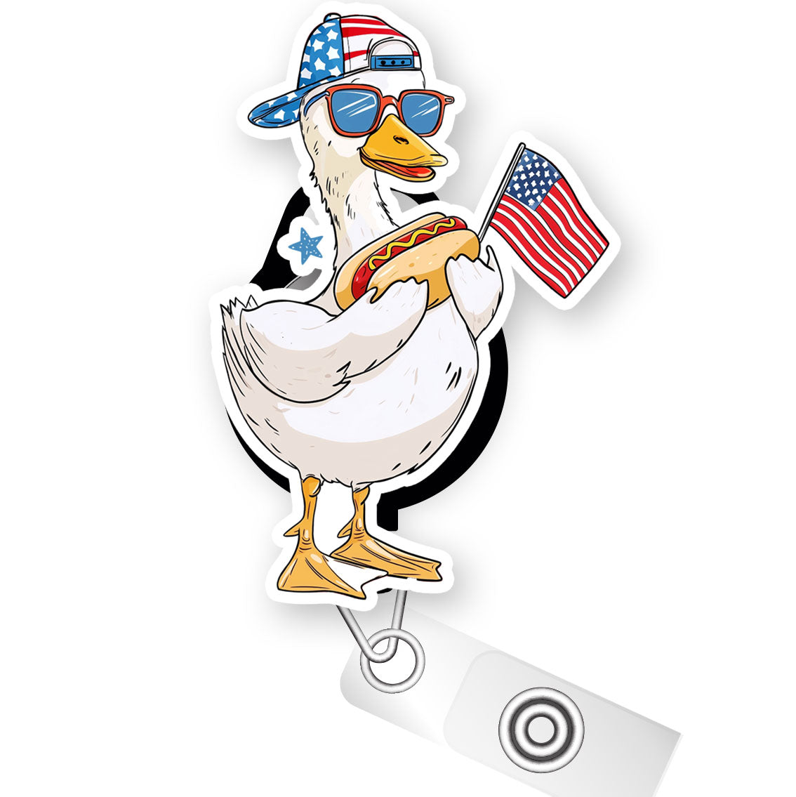 Hotdog Goose Picnic Party Pop Topper Swapfinity Retractable ID Badge Reel - - Topperswap