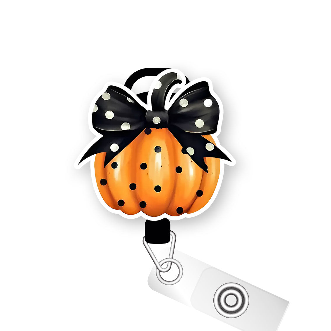 Polka-Dot Pumpkin Perfection Pop Topper Swapfinity Retractable ID Badge Reel - - Topperswap