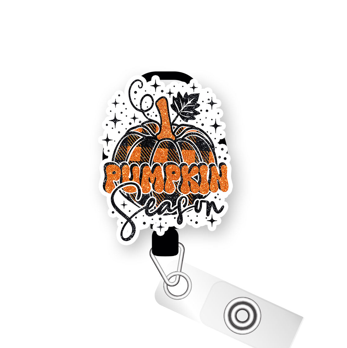 Pumpkin Season Fun Pop Topper Swapfinity Retractable ID Badge Reel - - Topperswap