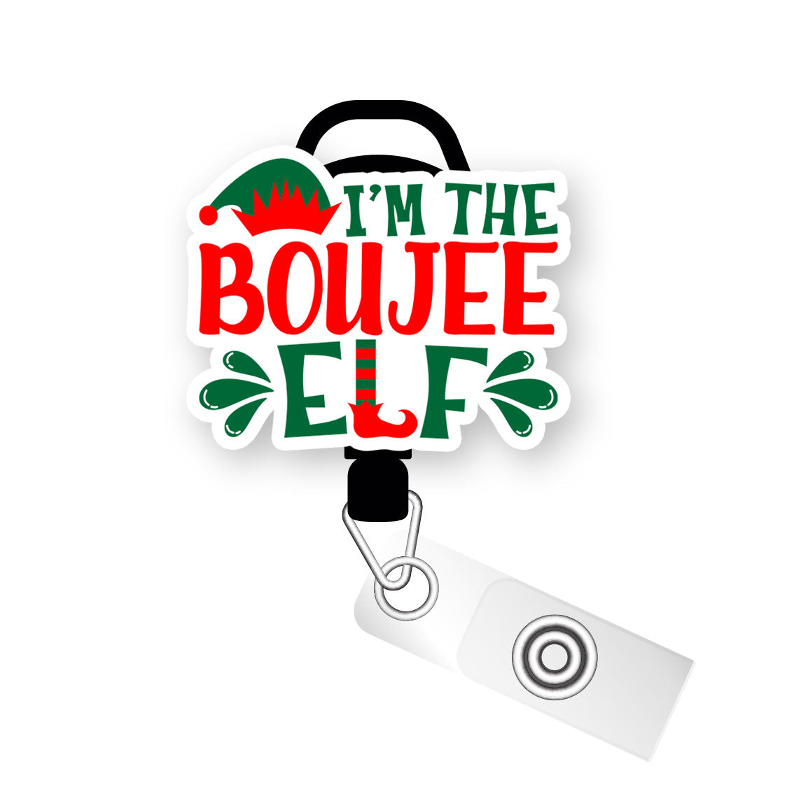 I'm The Boujee Elf Pop Topper Swapfinity Retractable ID Badge Reel - - Topperswap