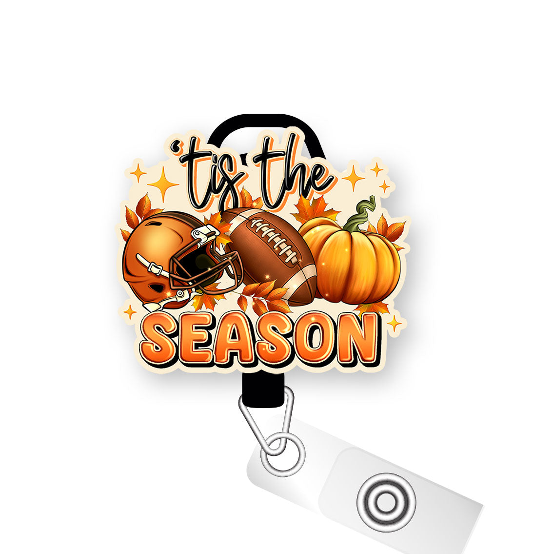 Game Day Pumpkin Pop Topper Swapfinity Retractable ID Badge Reel - - Topperswap