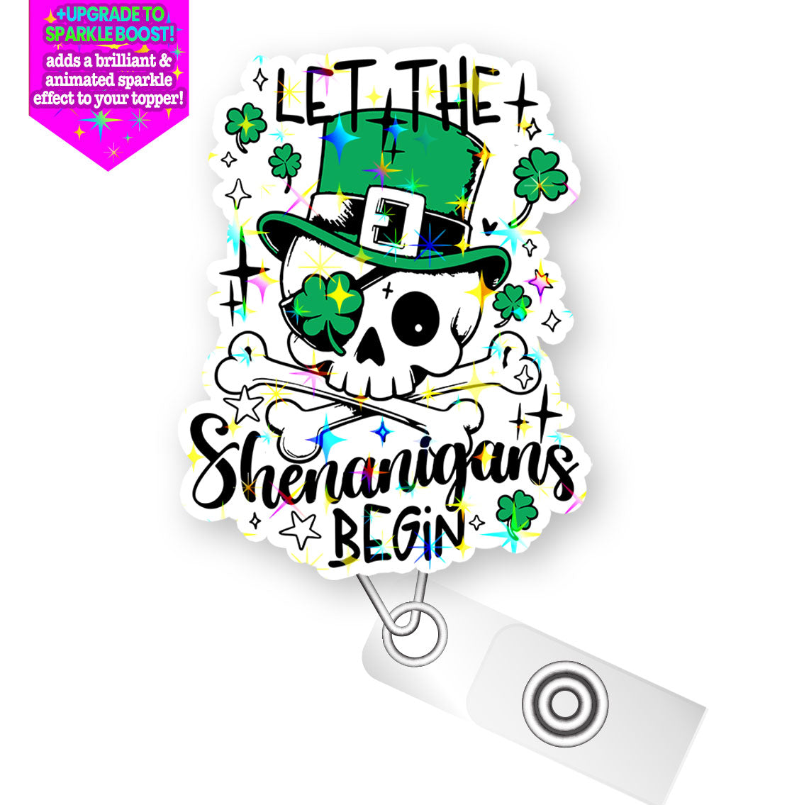 Shenanigans Skull Pop Topper Swapfinity Retractable ID Badge Reel - - Topperswap