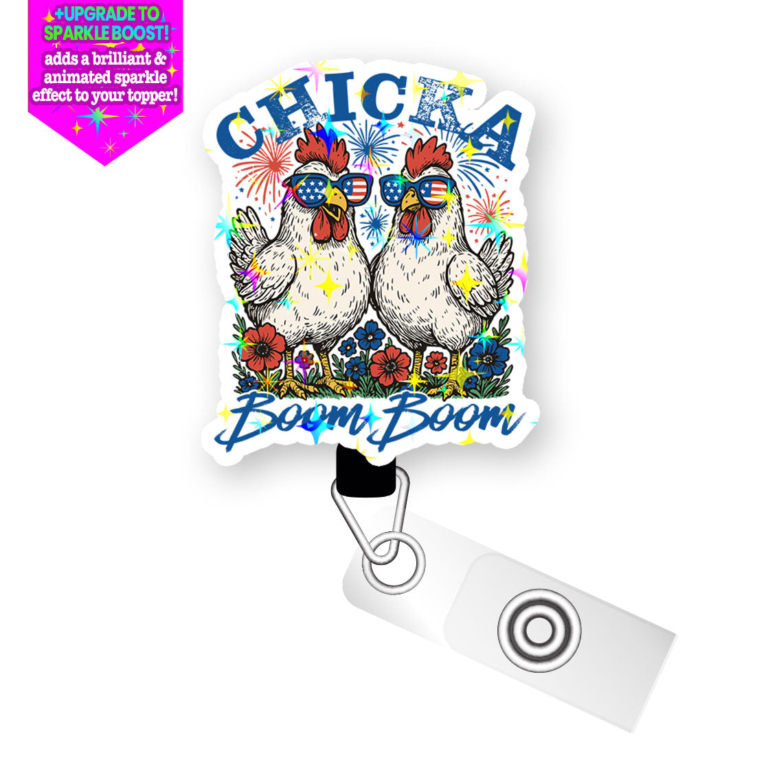 Chicka Boom Boom Pop Topper Swapfinity Retractable ID Badge Reel - - Topperswap