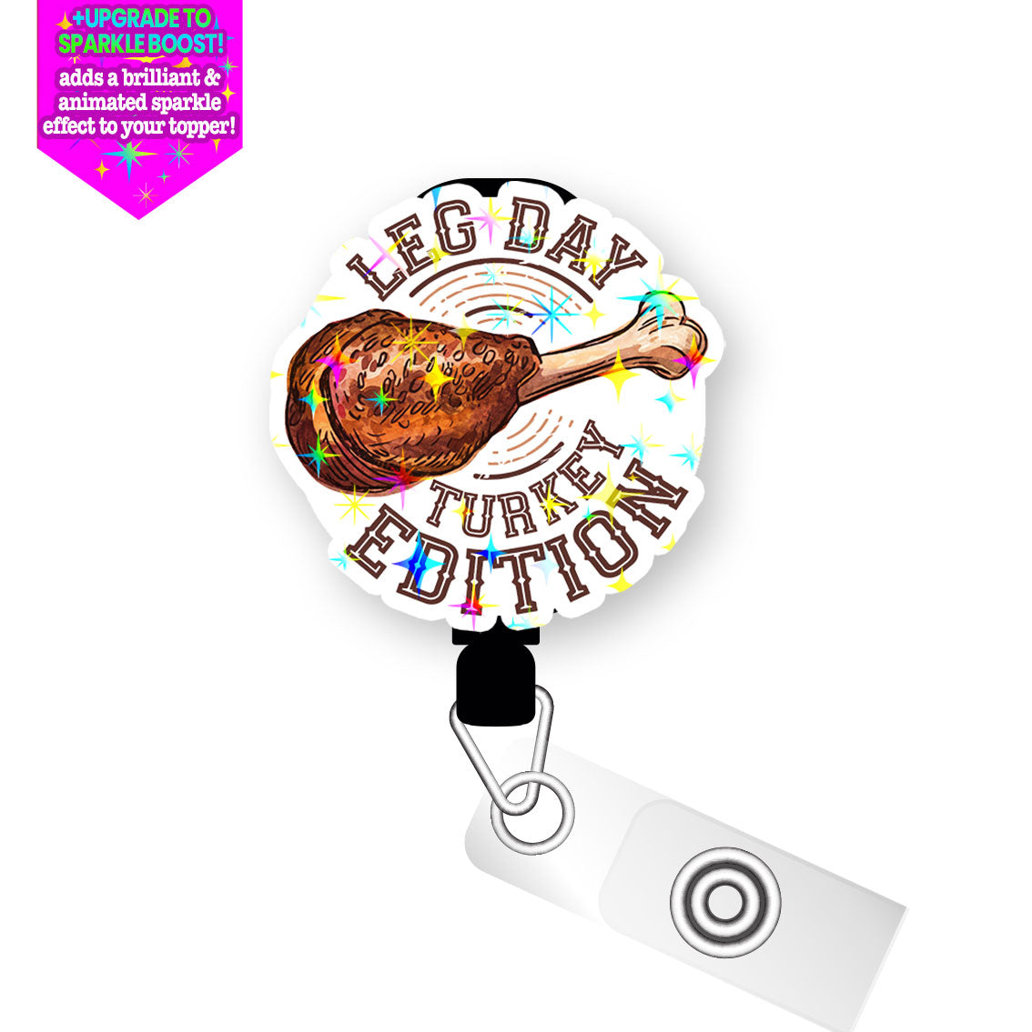 Leg Day: Turkey Edition Pop Topper Swapfinity Retractable ID Badge Reel - - Topperswap