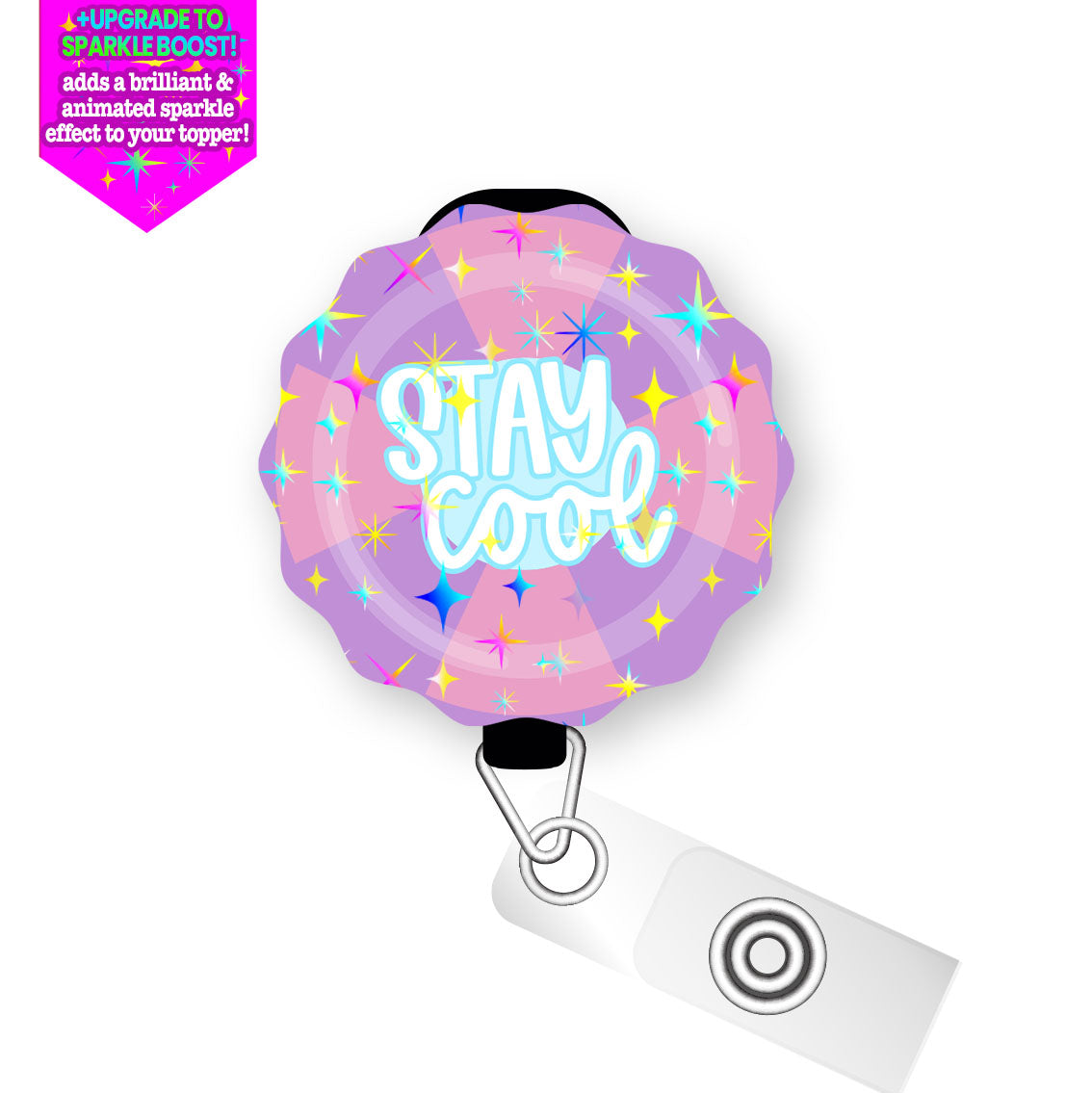Stay Cool Pop Topper Swapfinity Retractable ID Badge Reel - - Topperswap