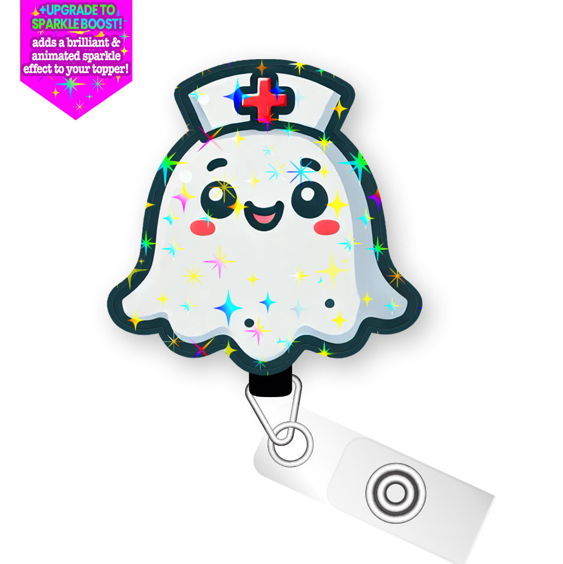 Nurse Ghost Pop Topper Swapfinity Retractable ID Badge Reel - - Topperswap
