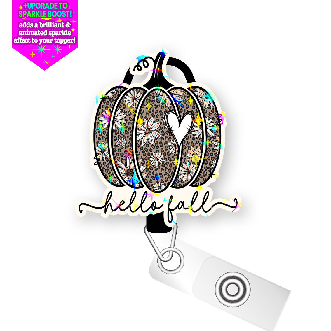 Leopard Pumpkin Pop Topper Swapfinity Retractable ID Badge Reel - - Topperswap