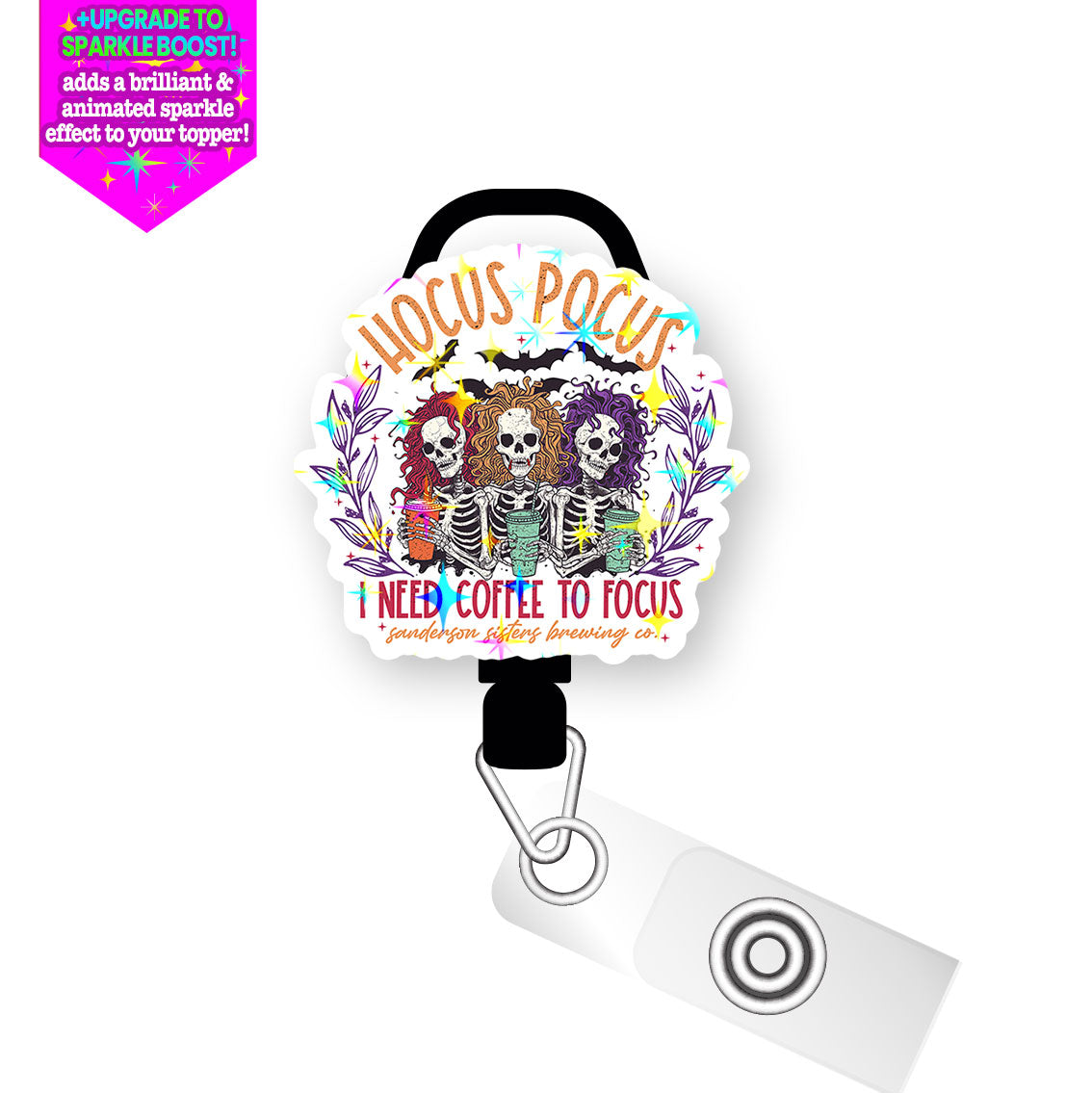 Three Coffee Sisters Pop Topper Swapfinity Retractable ID Badge Reel - - Topperswap