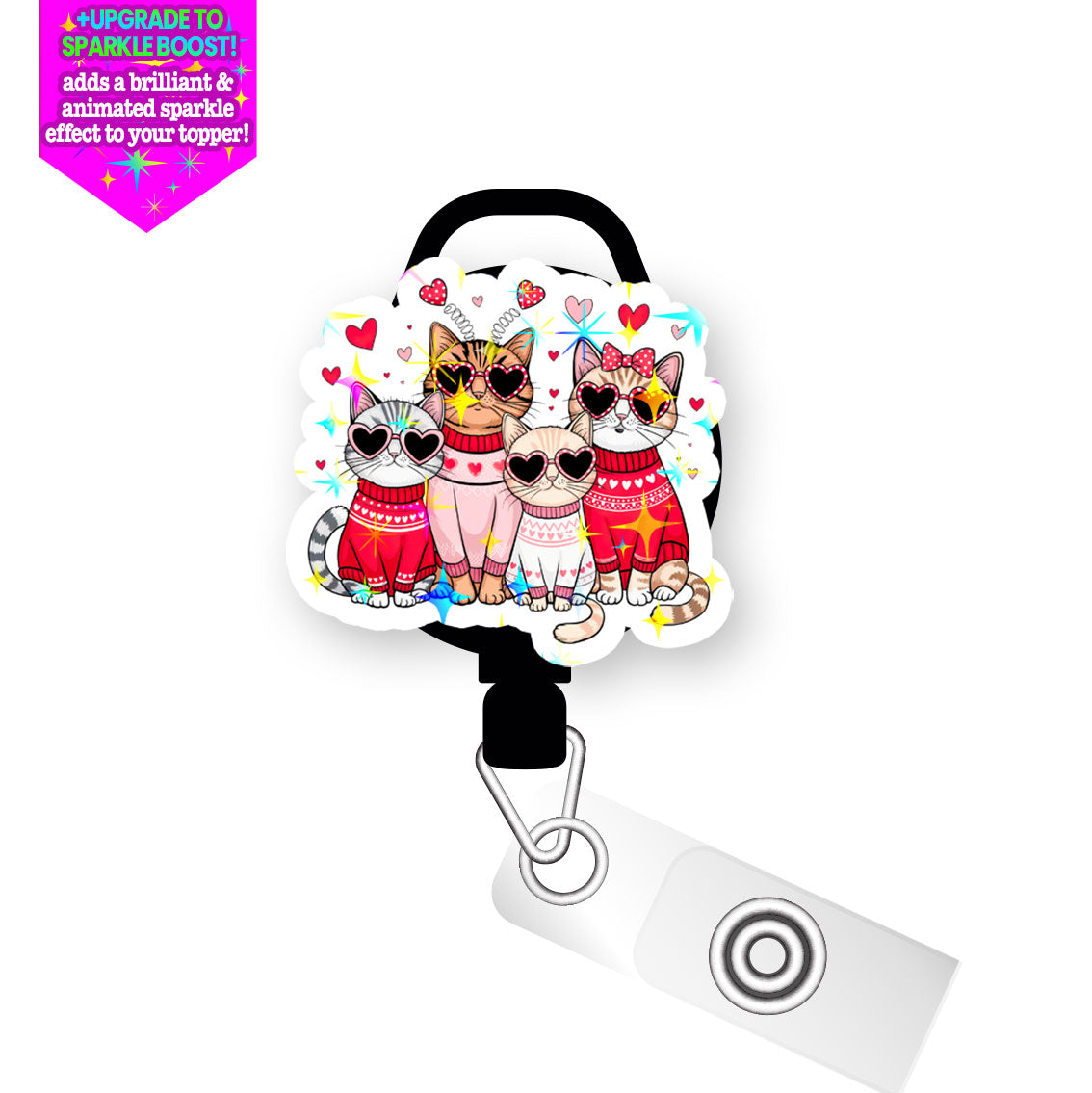 Purr-fectly in Love Pop Topper Swapfinity Retractable ID Badge Reel - - Topperswap