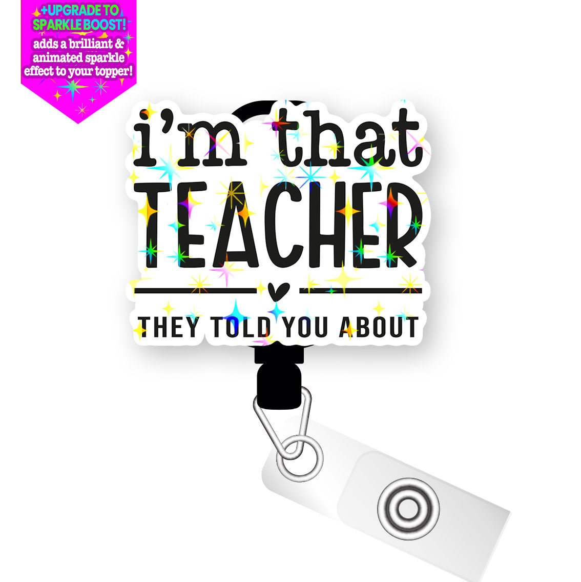 That Teacher Pop Topper Swapfinity Retractable ID Badge Reel - - Topperswap