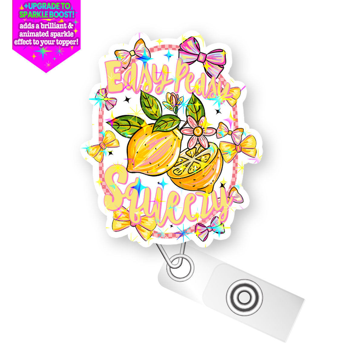 Easy Peasy Squeezy Pop Topper Swapfinity Retractable ID Badge Reel - - Topperswap