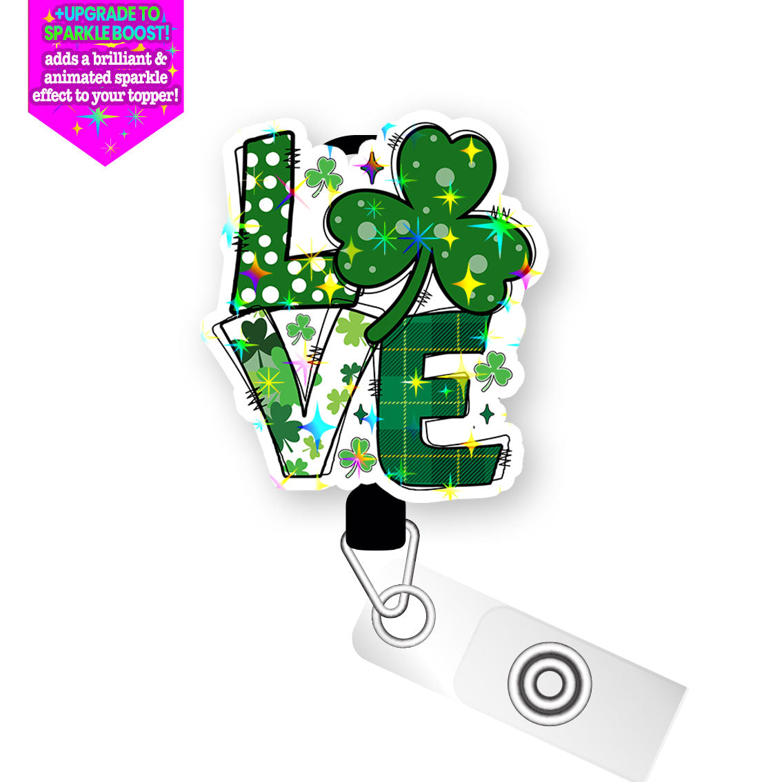 Lucky Love Pop Topper Swapfinity Retractable ID Badge Reel - - Topperswap