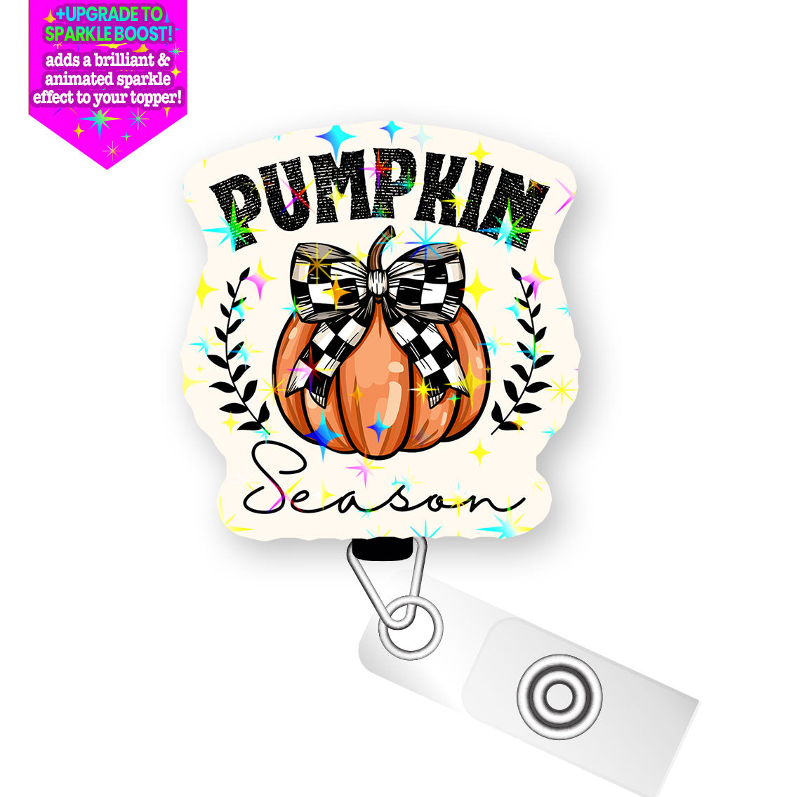 Buffalo Check Pumpkin Pop Topper Swapfinity Retractable ID Badge Reel - - Topperswap