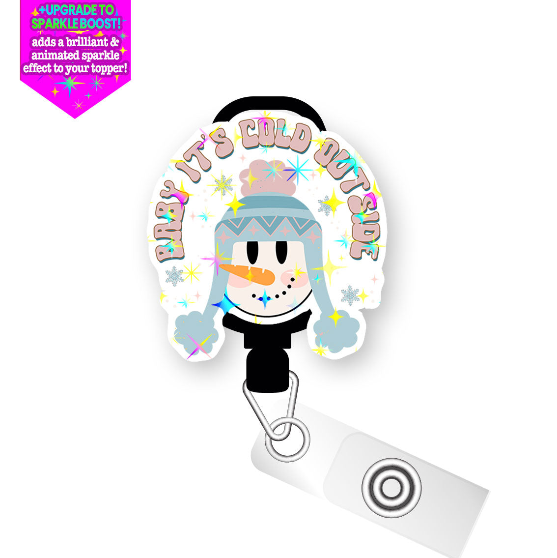 Frosty Fun Pop Topper Swapfinity Retractable ID Badge Reel - - Topperswap