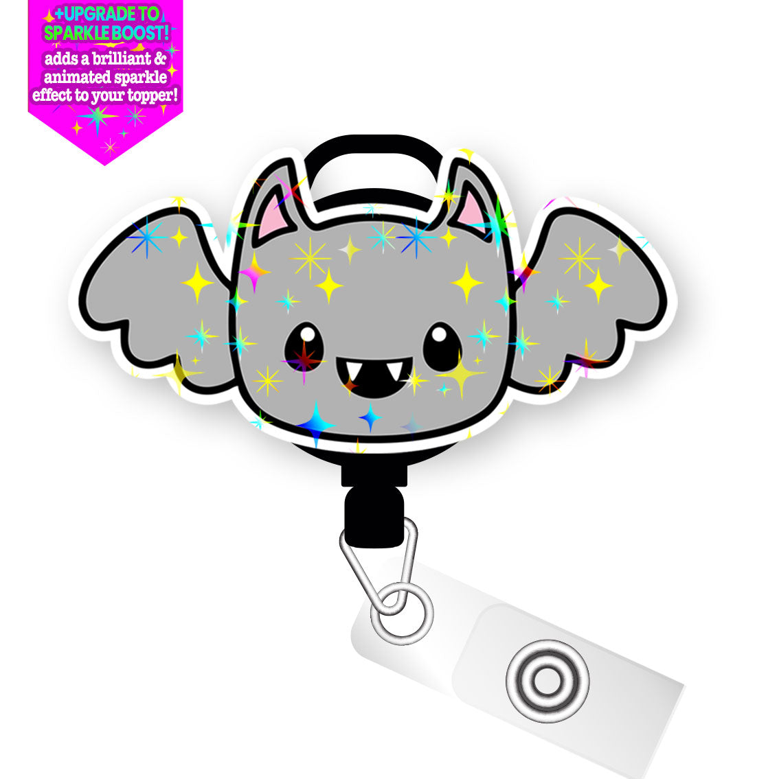 Batty Delight Pop Topper Swapfinity Retractable ID Badge Reel - Slide Clip / Make it Sparkle - Topperswap