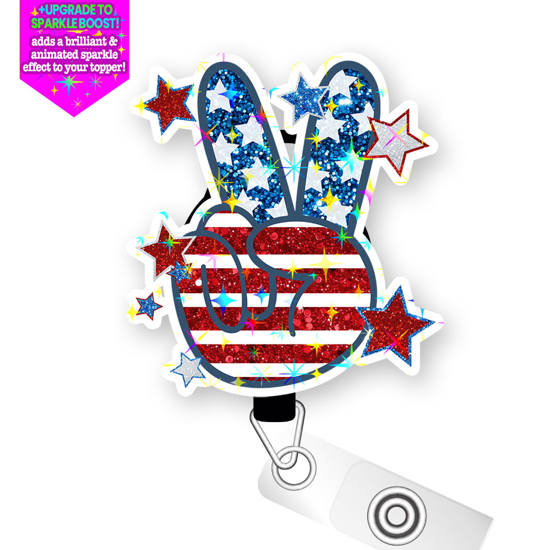 Peace Out, America Pop Topper Swapfinity Retractable ID Badge Reel - - Topperswap