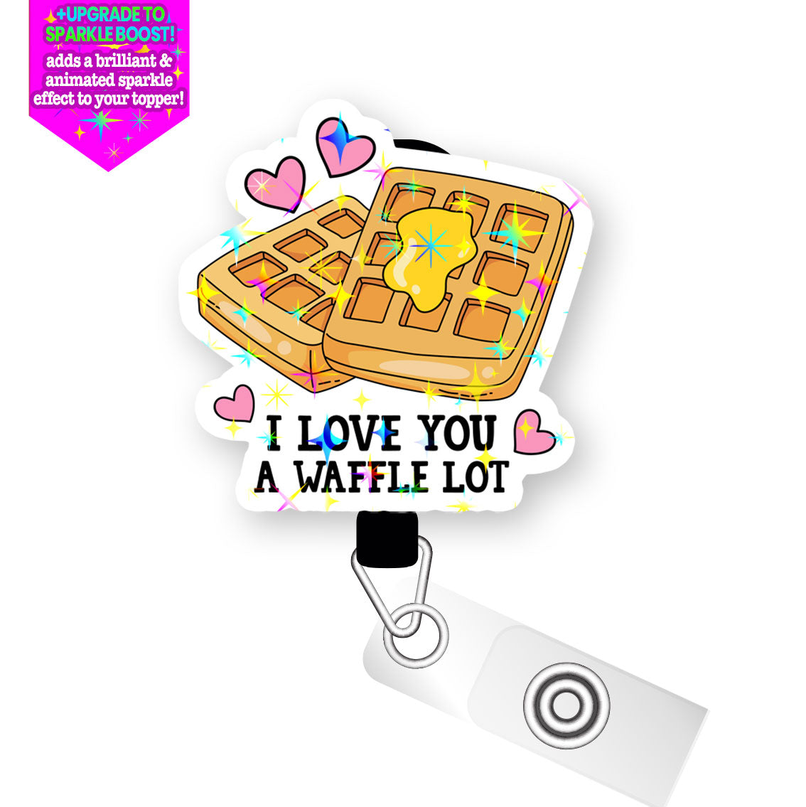 I Love You a Waffle Lot Pop Topper Swapfinity Retractable ID Badge Reel - - Topperswap