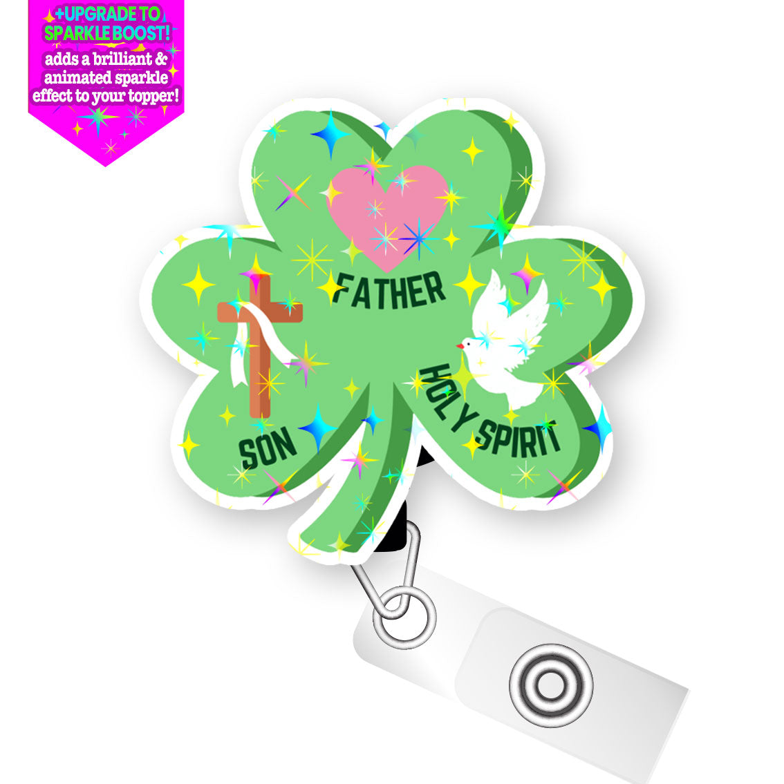 Holy Trinity Shamrock Pop Topper Swapfinity Retractable ID Badge Reel - - Topperswap