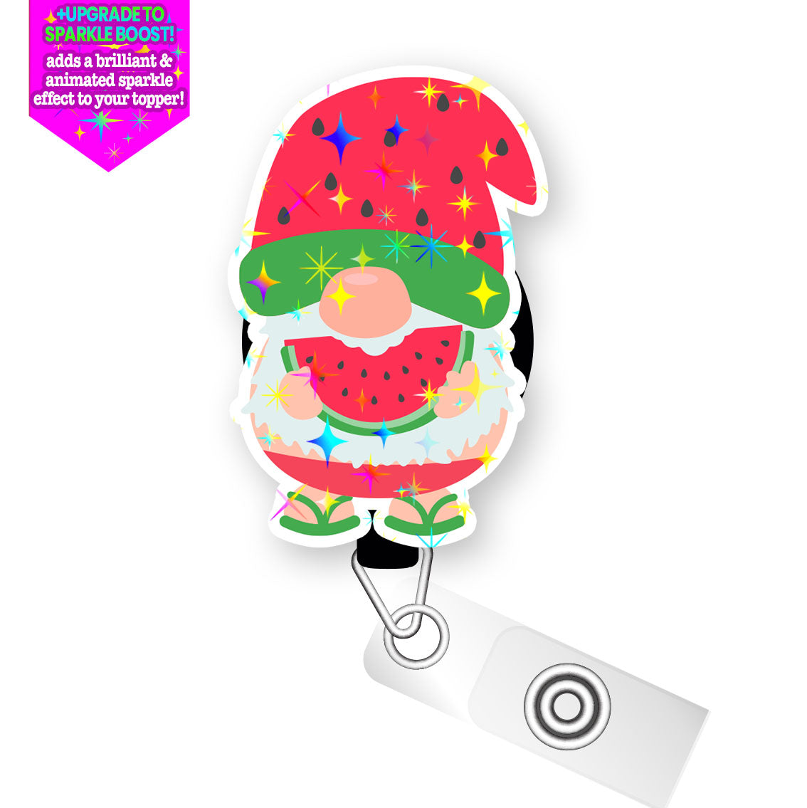 Sandy Shores Gnome Pop Topper Swapfinity Retractable ID Badge Reel - - Topperswap