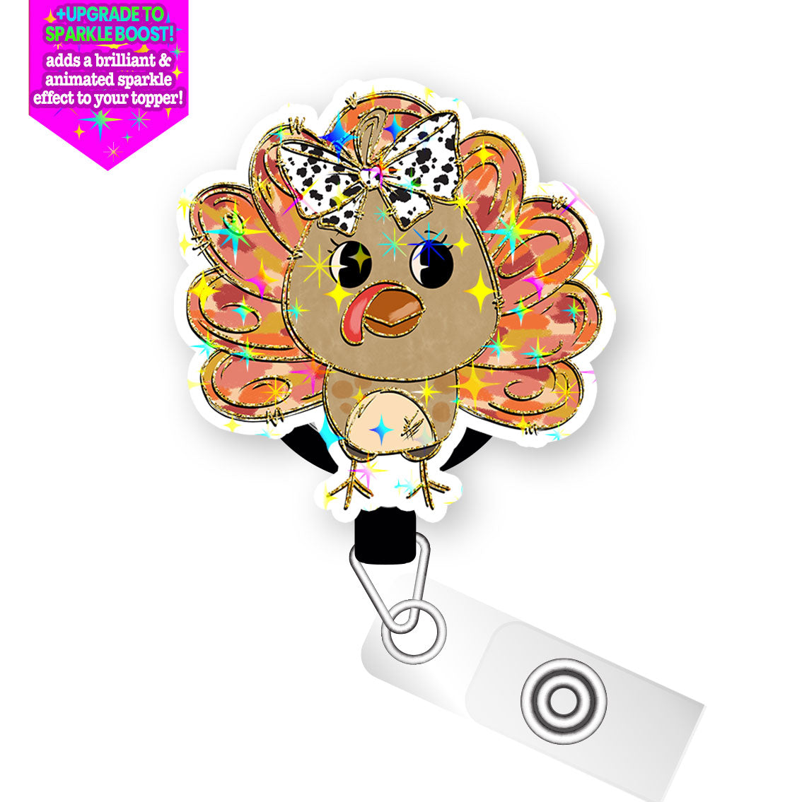 Bow Tie Gobbler Pop Topper Swapfinity Retractable ID Badge Reel - - Topperswap