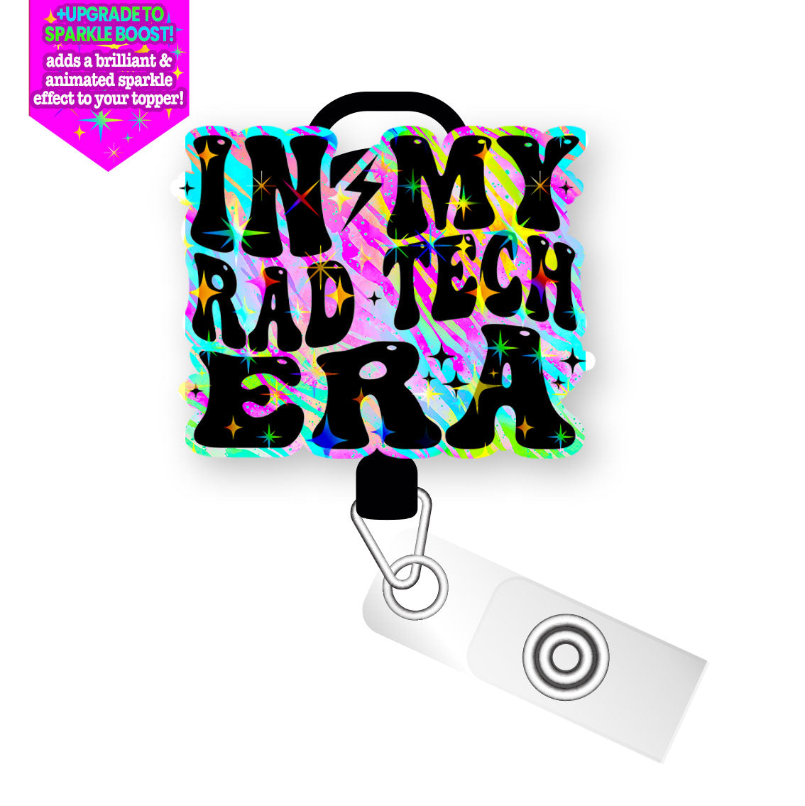 In My Rad Tech Era Pop Topper Swapfinity Retractable ID Badge Reel - - Topperswap