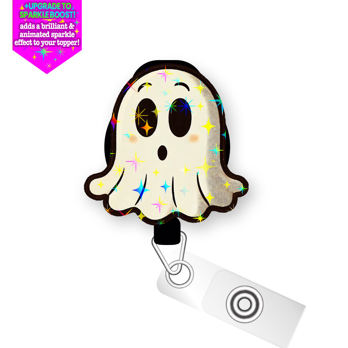 Scaredy Ghost Pop Topper Swapfinity Retractable ID Badge Reel - - Topperswap