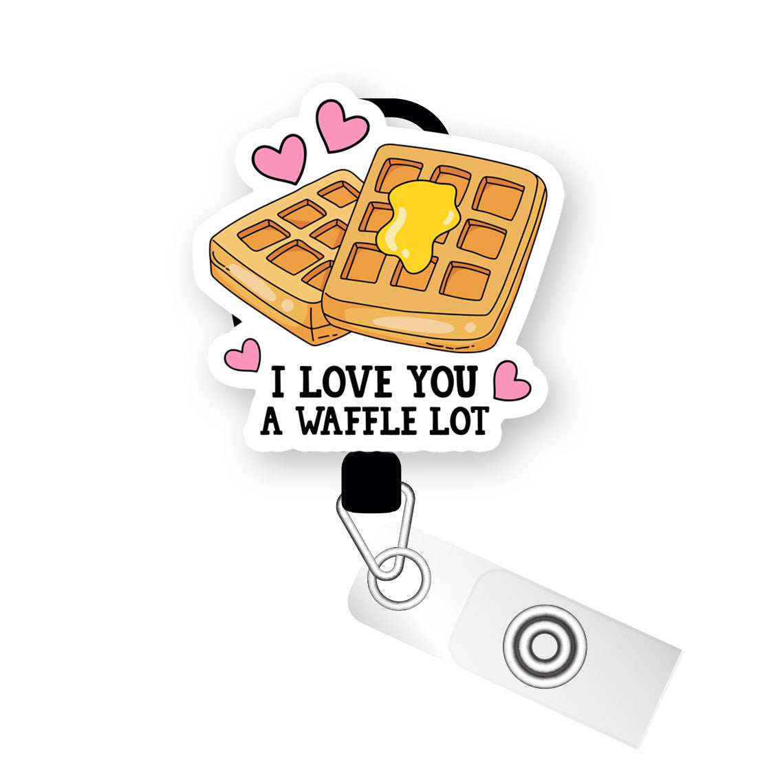 I Love You a Waffle Lot Pop Topper Swapfinity Retractable ID Badge Reel - - Topperswap