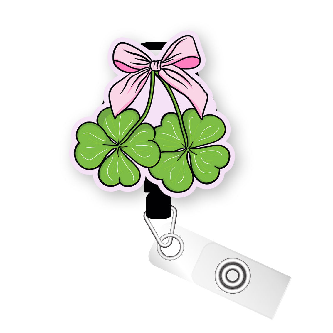 Shamrock Bow Pop Topper Swapfinity Retractable ID Badge Reel - - Topperswap