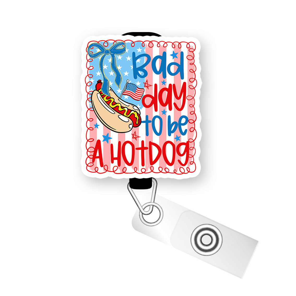 Bad Day to Be a Hotdog Pop Topper Swapfinity Retractable ID Badge Reel - - Topperswap