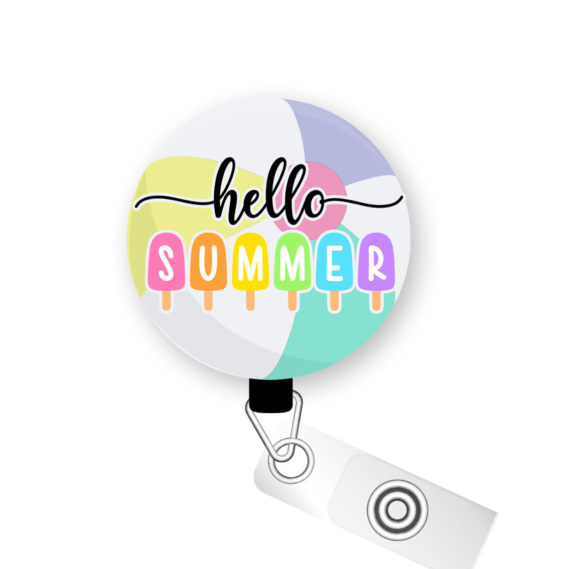 Hello Summer Pop Pop Topper Swapfinity Retractable ID Badge Reel - - Topperswap