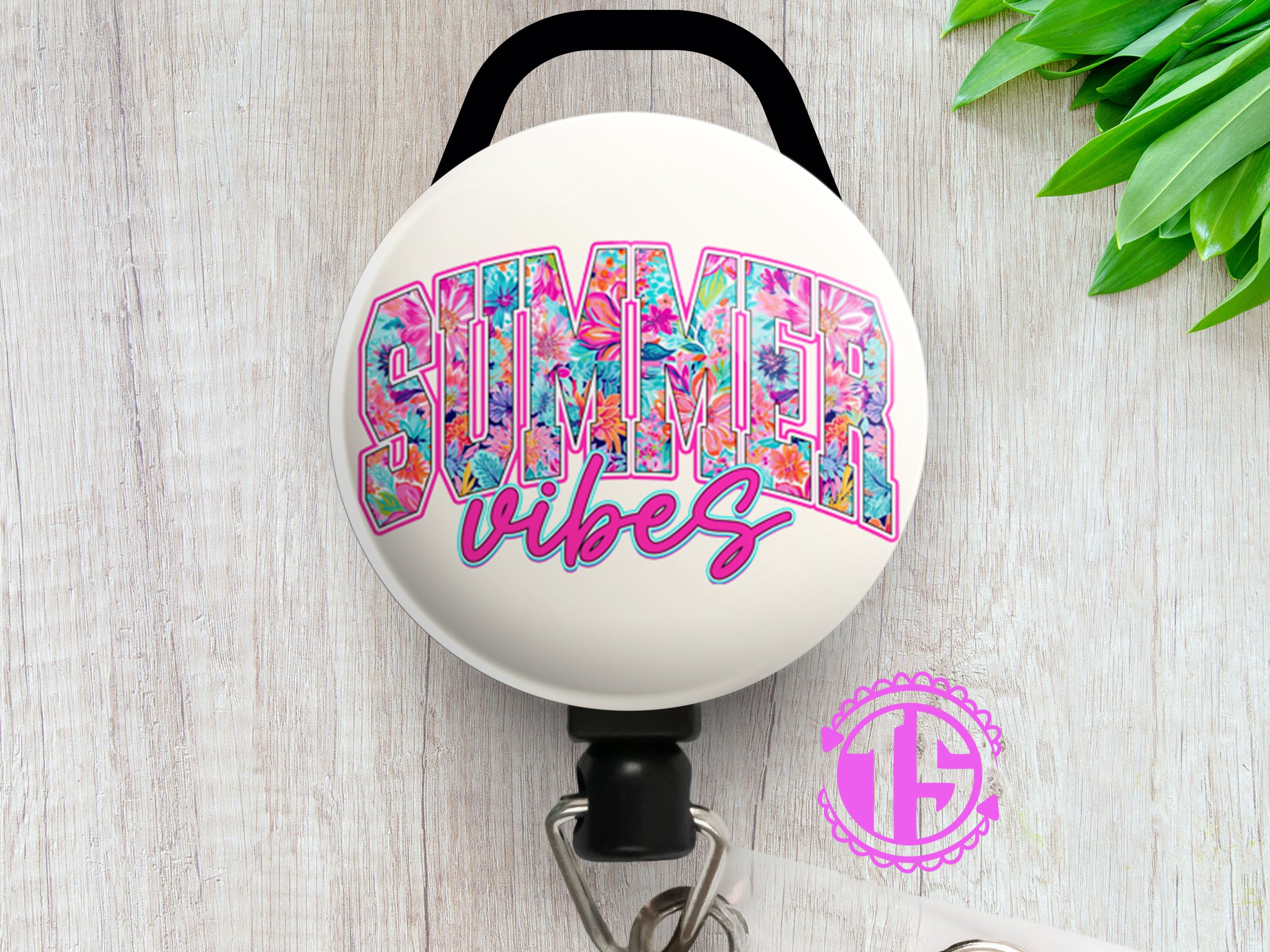 Summer Vibes Swapfinity Retractable ID Badge Reel - Slide Clip / Black - Topperswap