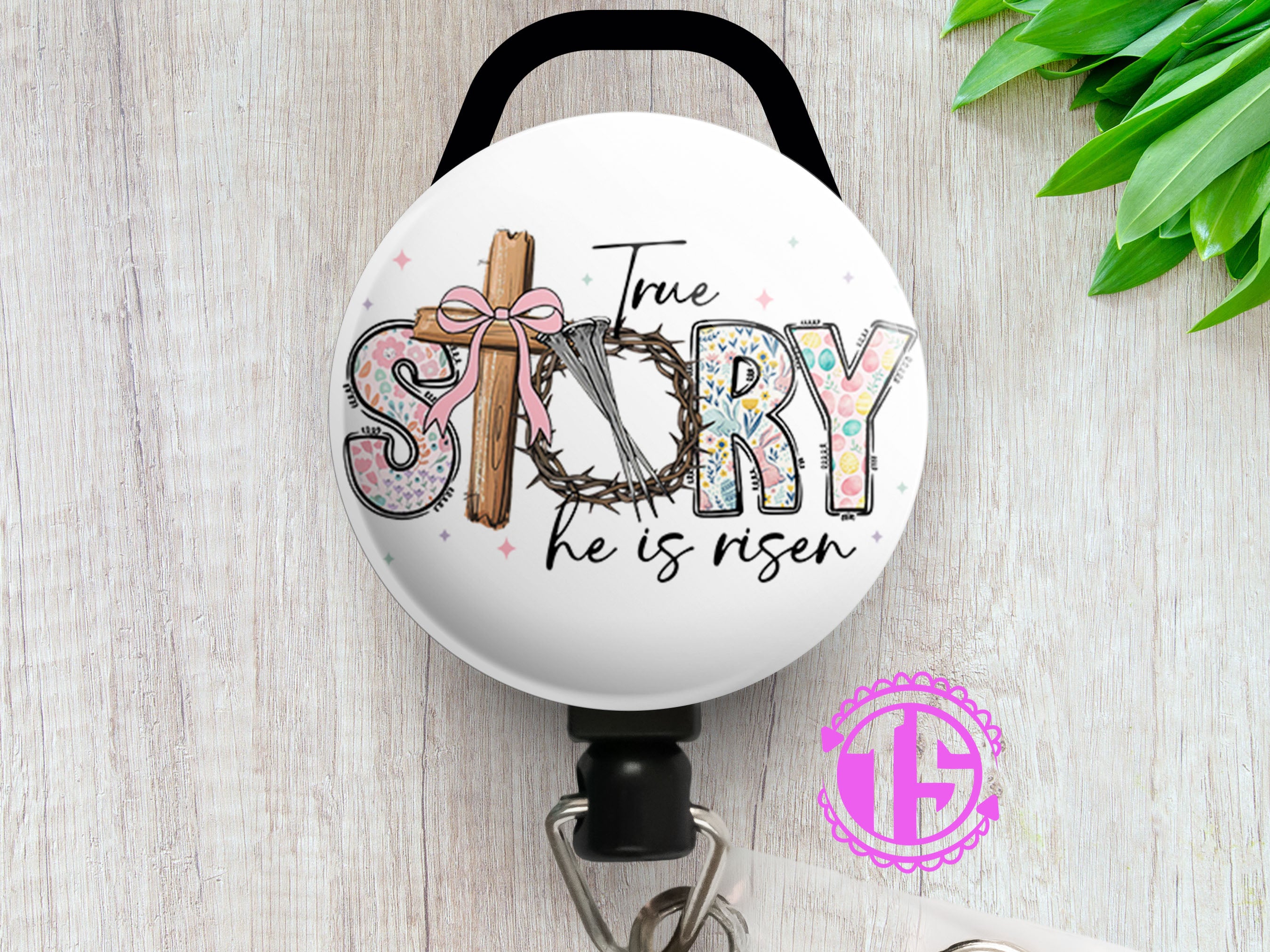True Story Easter Swapfinity Retractable ID Badge Reel - Slide Clip / Black - Topperswap