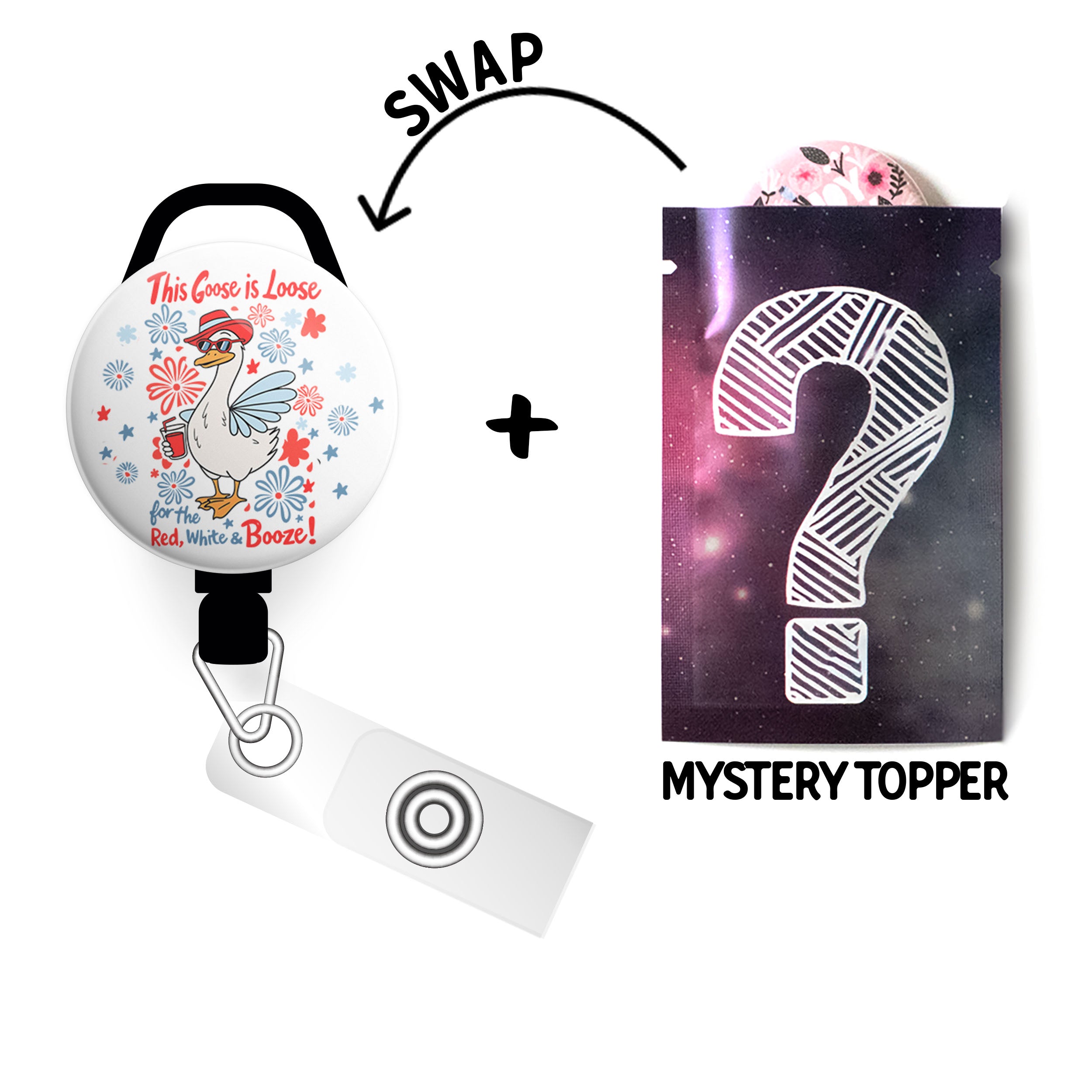 Goose on the Loose Swapfinity Retractable ID Badge Reel - - Topperswap
