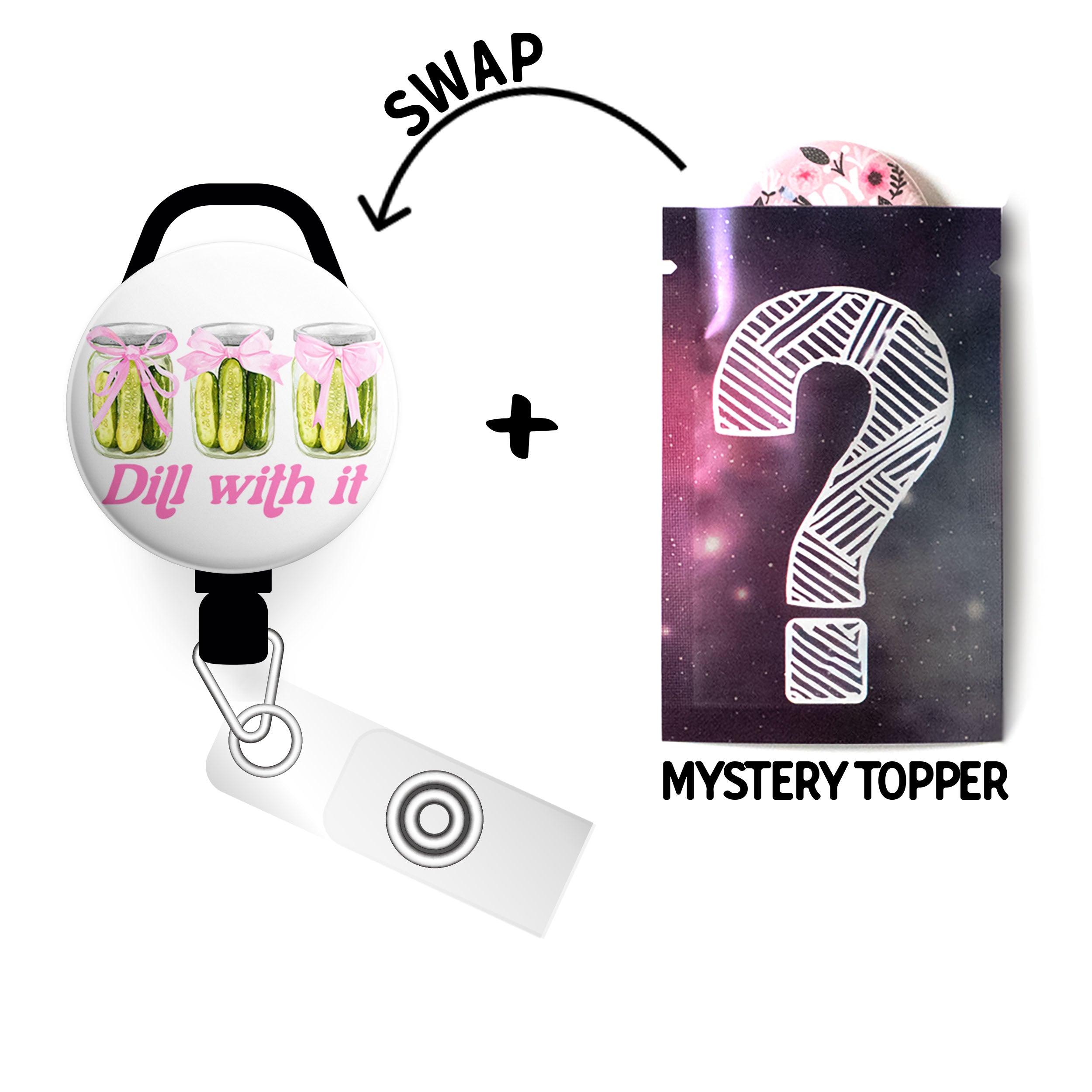 Dill With It Pickles Swapfinity Retractable ID Badge Reel - - Topperswap