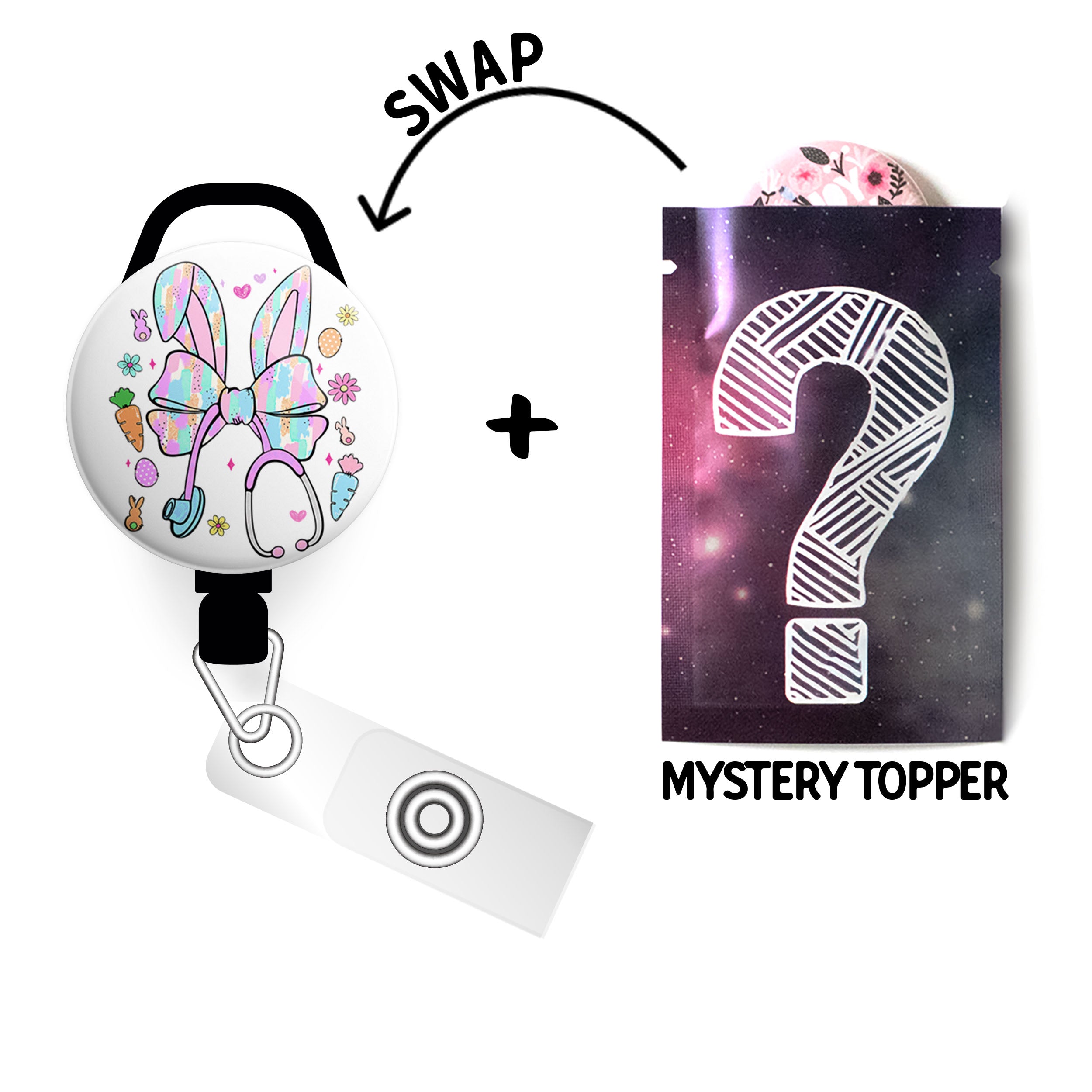 Easter Bunny Nurse Swapfinity Retractable ID Badge Reel - - Topperswap